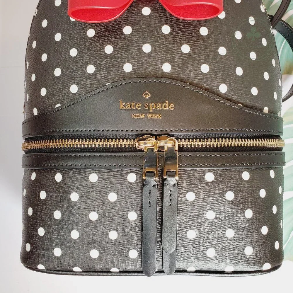 MAKE AN OFFER Disney X Kate Spade Small  Leather Minnie Mouse Backpack Polka Dot - Picture 3 of 7